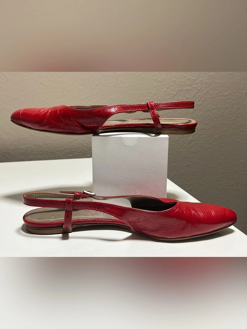 AGL Red Italian Leather Flats